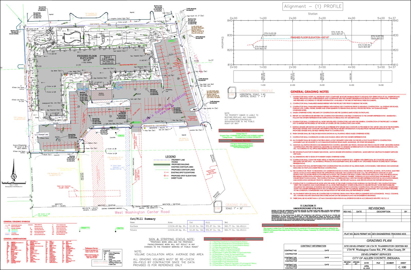 Commercial Hotel Site Development & Stormwater – Indiana drawing sheet